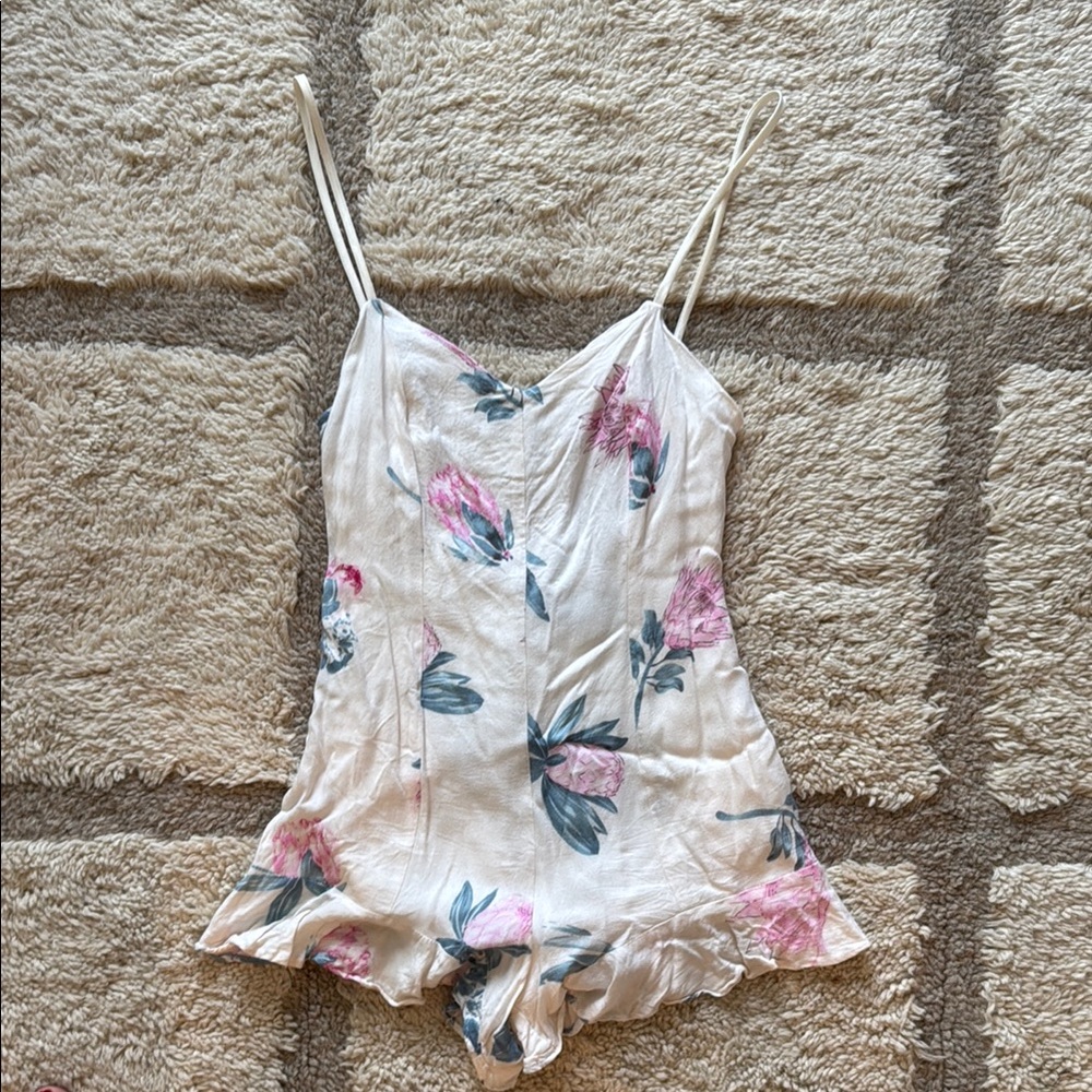 MINKPINK Floral Jumpsuit in Cream and Pink